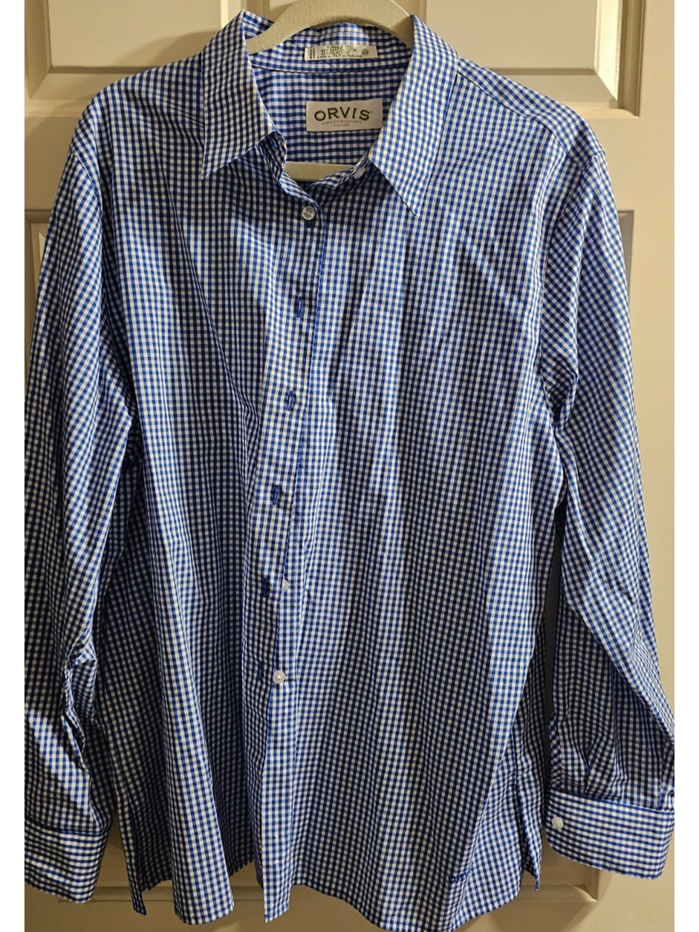 NWOT Orvis Blue and White Gingham Checked Size 20 Wrinkle Free Poly Cotton Blend